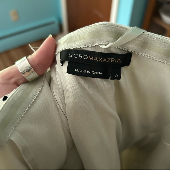 BCBGMAXAZRIA Black and White Polka Dot Strapless Tulle Dress - Picture 7 of 9